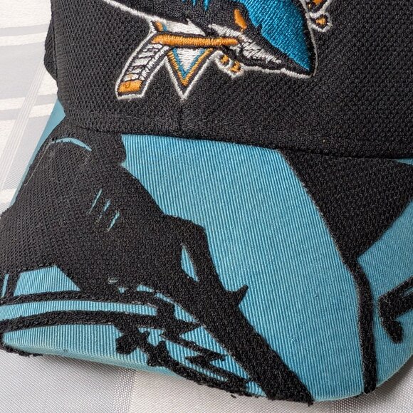 SAN JOSE SHARKS FITTED BASEBALL HAT REEBOK CENTER ICE NHL HOCKEY SMALL MEDIUM - Picture 12 of 15